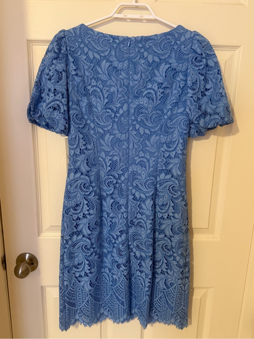 Eliza J Blue Lace Puff-Sleeve Midi Dress - Picture 2 of 9